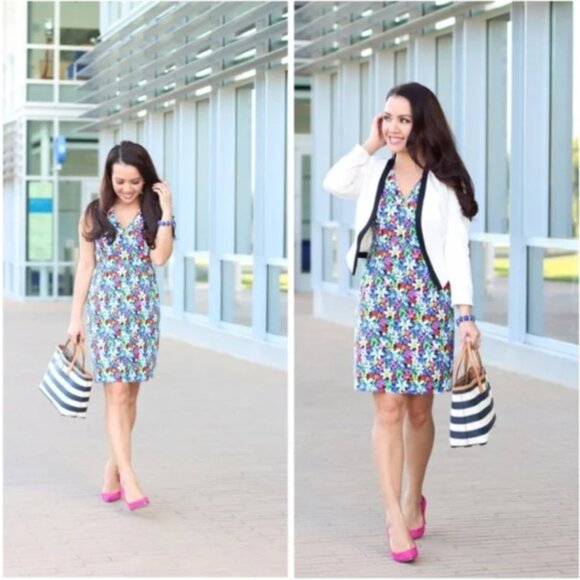 Kate Spade Mira Full Bloom V Neck Floral Sleeveless Mini Sheath Dress Size 8 - Picture 2 of 13